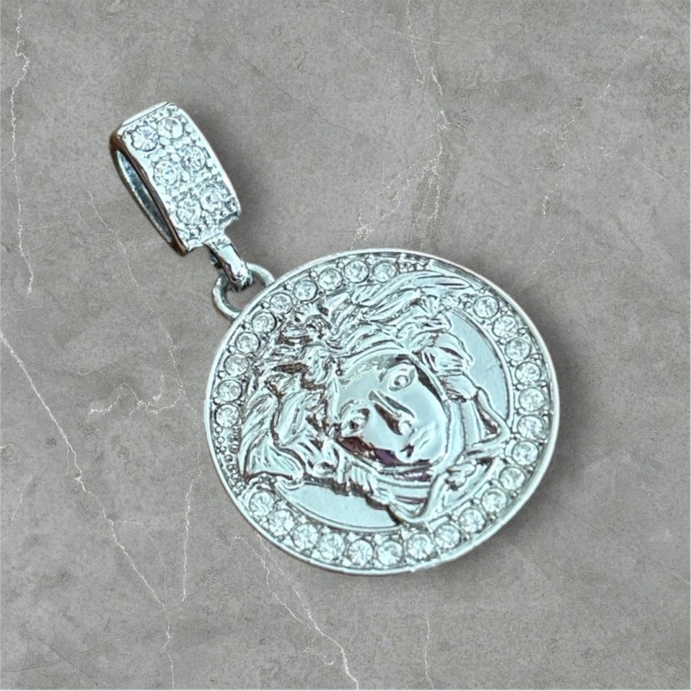 Silver Medusa Pendant with Crystals